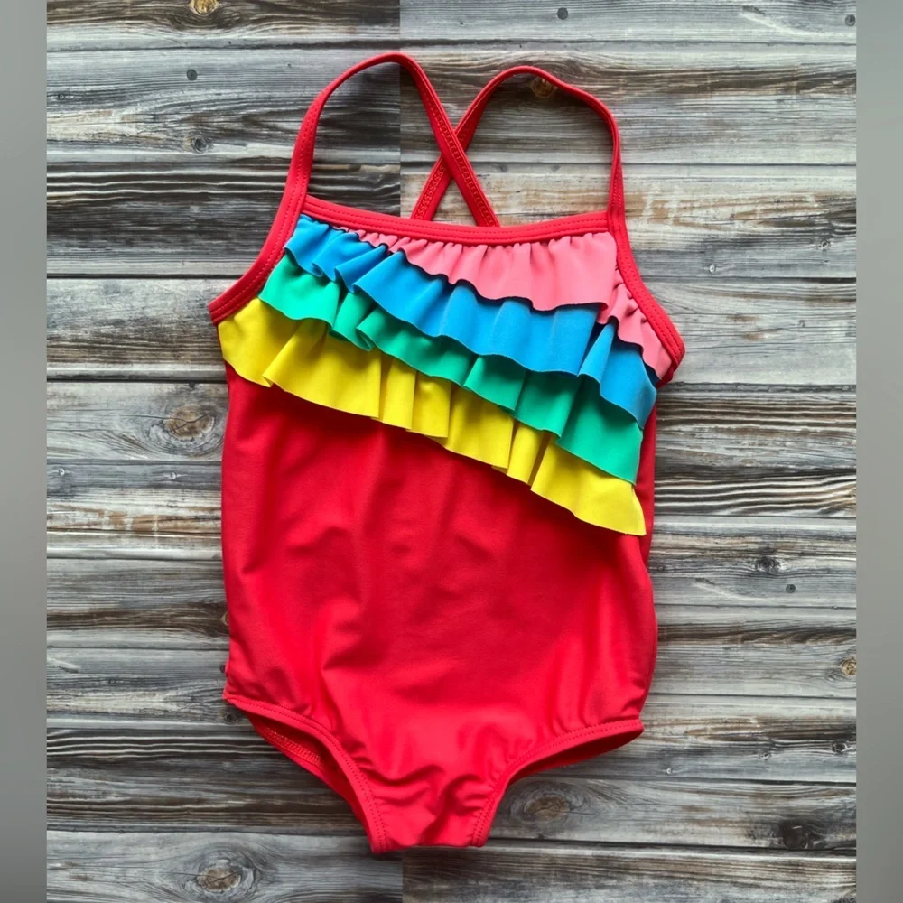 CARTERS one piece red ruffle one piece swimsuit 18 months